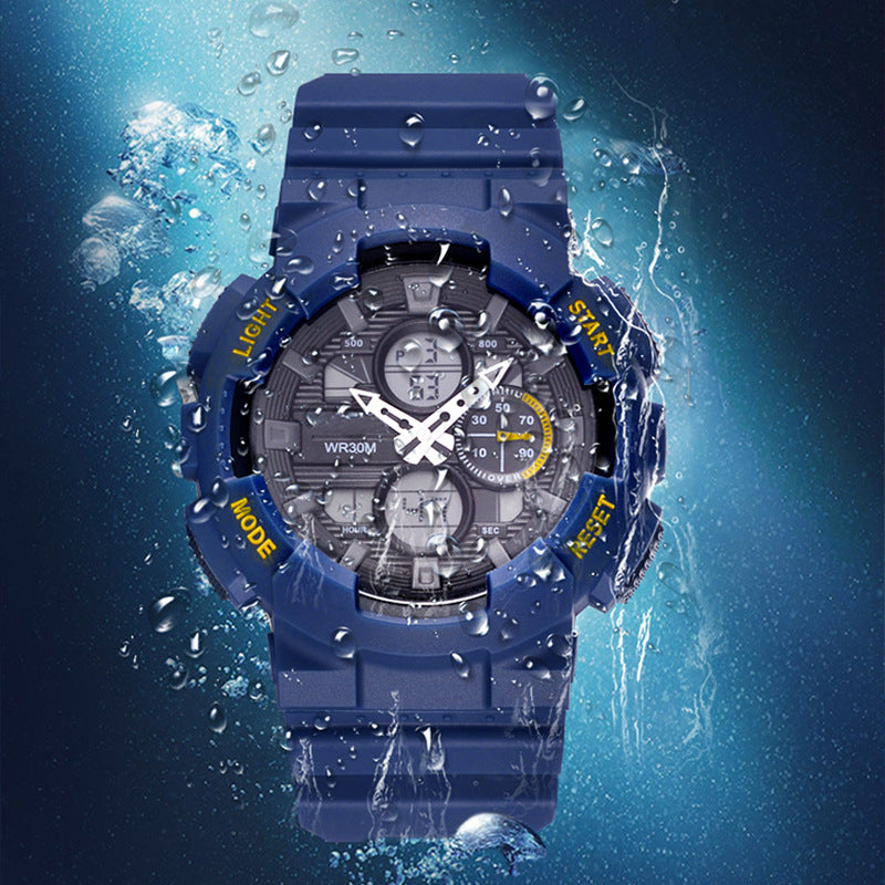 Men's Waterproof Synchronous Double Inserts Electronic Watch Fashion