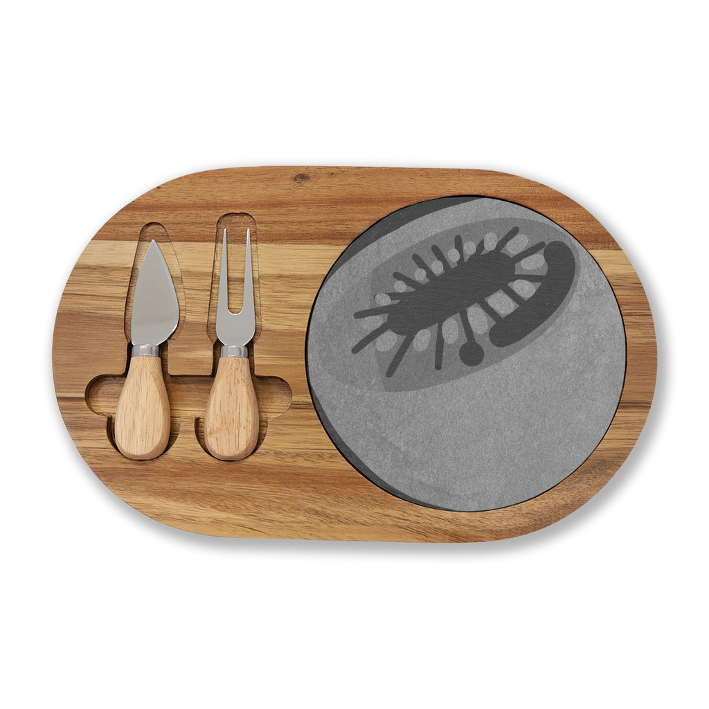 Engraved Bamboo Charcuterie Board with Slate Round & Cheese Tools