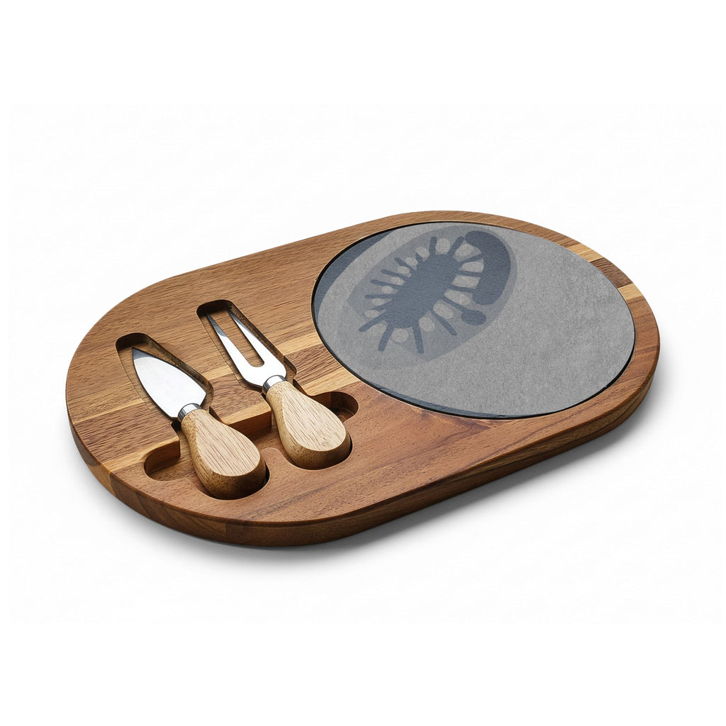 Engraved Bamboo Charcuterie Board with Slate Round & Cheese Tools