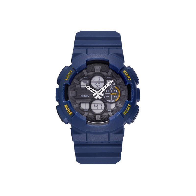 Men's Waterproof Synchronous Double Inserts Electronic Watch Fashion