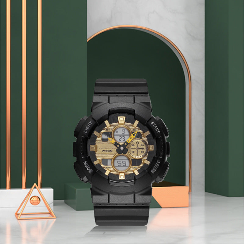 Men's Waterproof Synchronous Double Inserts Electronic Watch Fashion