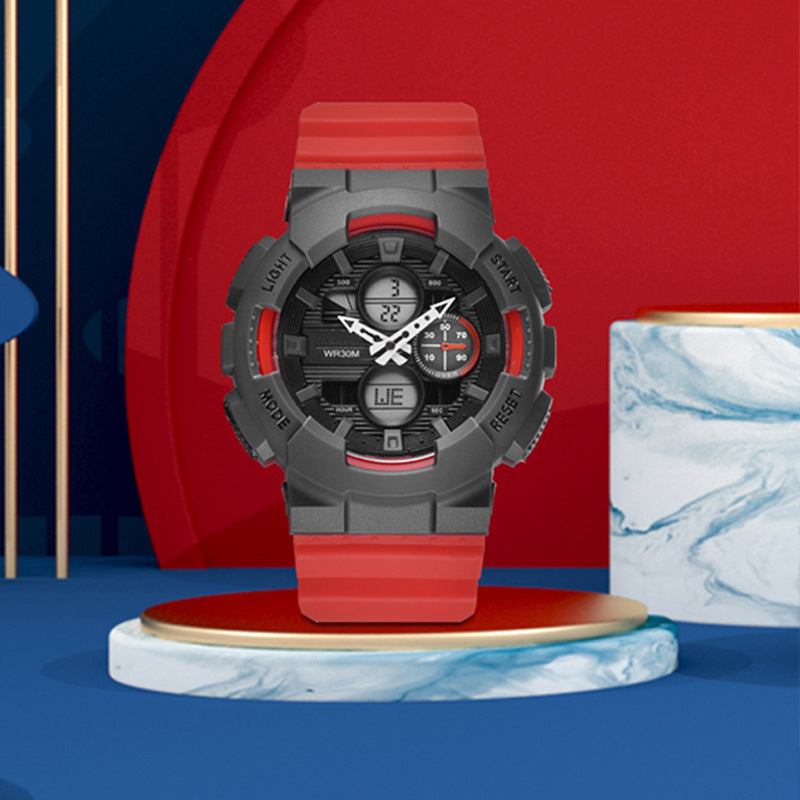 Men's Waterproof Synchronous Double Inserts Electronic Watch Fashion